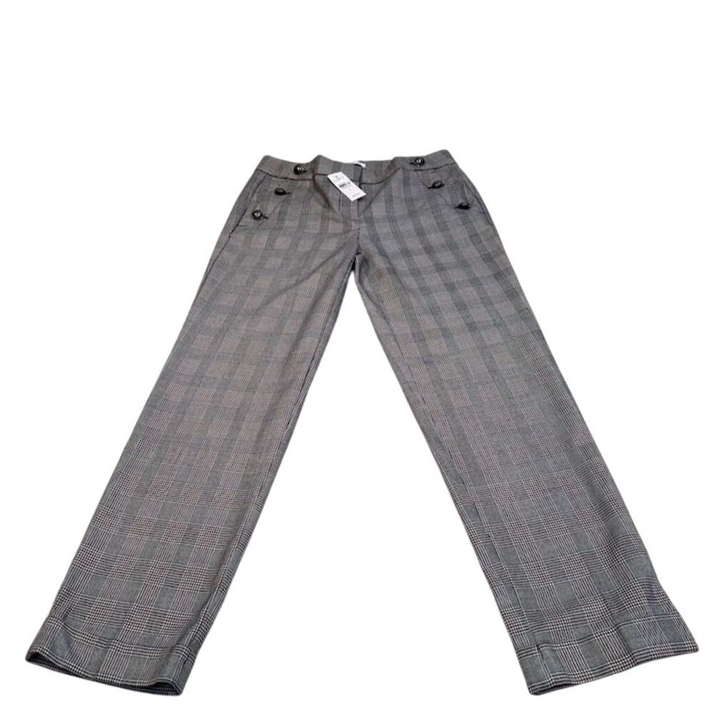 LOFT Women's crop Leg Plaid Pants Gray Checkered Trousers Size 0 NWT